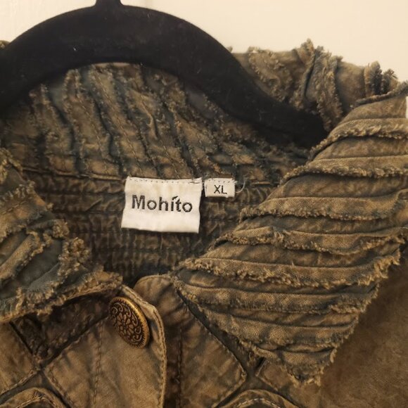 Mohito Womens Blazer Brown Geometric Textured Design Button Up Size XL - Picture 5 of 8